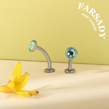 14G Titanium Blue CZ Floating Belly Button Ring -  6mm 8mm 10mm 12mm 14mm Internally Threaded Navel Ring Waterproof Body Piercing Jewelry