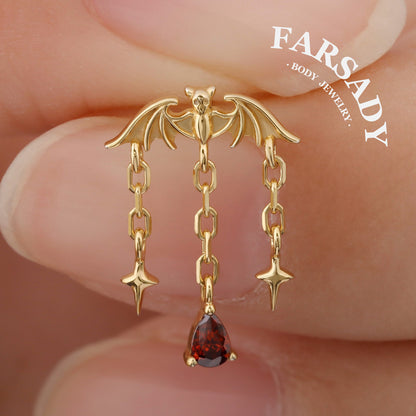 Dusk Wing Cascade - 925 Silver Threadless Stud / Fits Vertical Helix Hidden Rook Earring