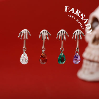 Ghost Palm - F136 Titanium Internally Threaded Stud / Fits Vertical Helix Hidden Rook Earring