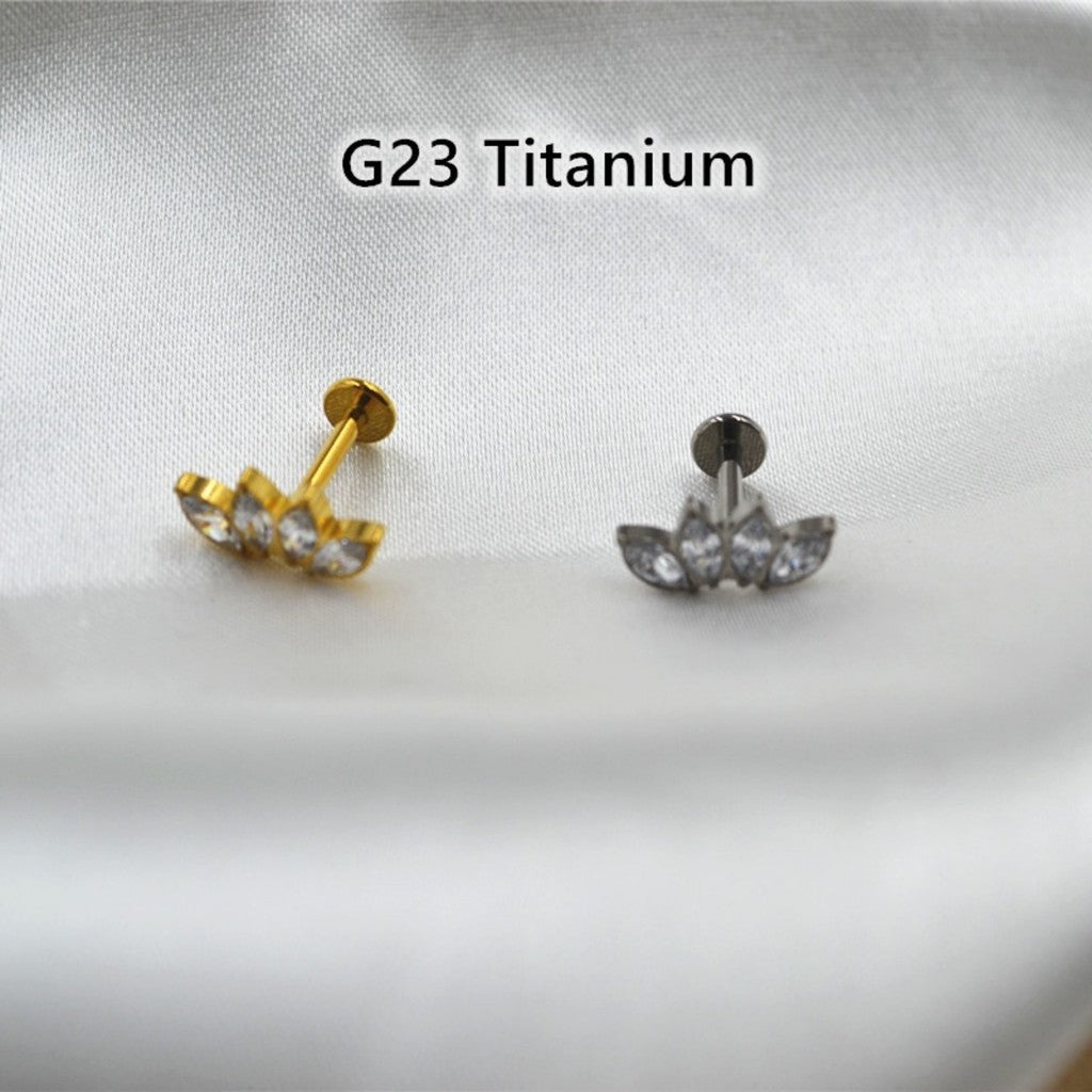 Lotus Bloom - F136 Titanium Internally Threaded Stud / Fits Cartilage Helix Tragus Lobe Nostril Piercing