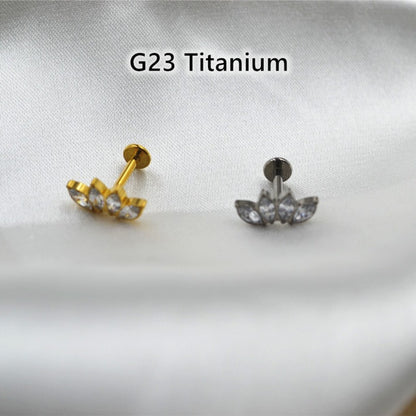 Lotus Bloom - F136 Titanium Internally Threaded Stud / Fits Cartilage Helix Tragus Lobe Nostril Piercing