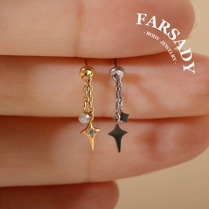 Stellar Tassel - F136 Titanium Threadless Stud / Fits Vertical Helix Hidden Rook Cartilage Tragus Lobe Earring