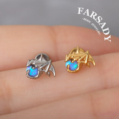 Aqua Wyrm - F136 Titanium Internally Threaded Stud / Fits Cartilage Helix Tragus Lobe Nostril Piercing