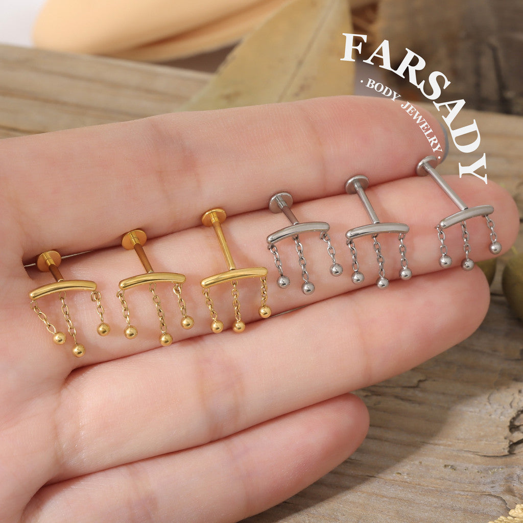 Bead Cascade - F136 Titanium Internally Threaded Stud / Fits Cartilage Helix Tragus Lobe Piercing