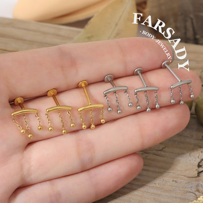Bead Cascade - F136 Titanium Internally Threaded Stud / Fits Cartilage Helix Tragus Lobe Piercing