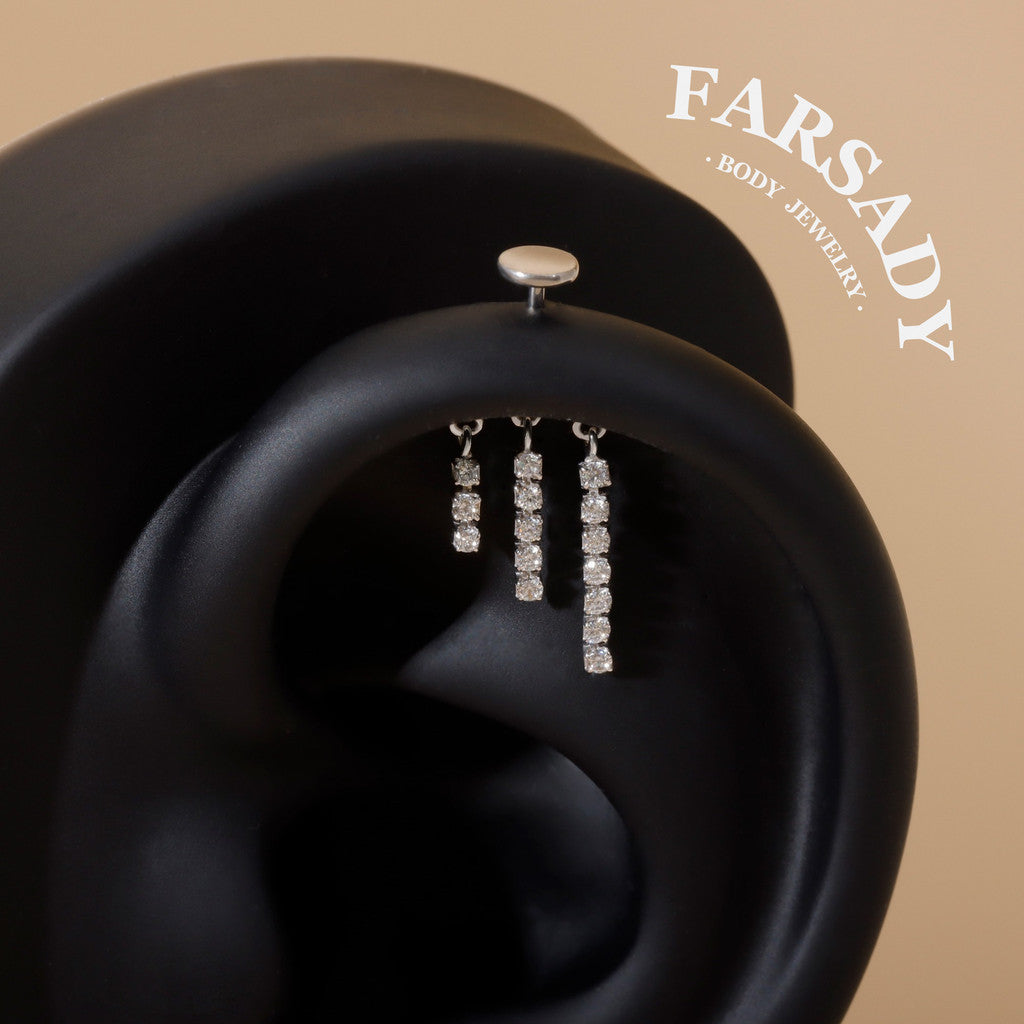 Triple Lumen Chain - Sterling Silver Push In Stud
