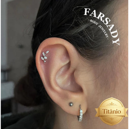 16G Titanium Flat Back Earrings for Women Conch/Helix/Foward Helix/Tragus/Hypoallergenic Piercing Jewelry Internal Thread Cartilage Stud Gold Silver CZ Branch Earrings