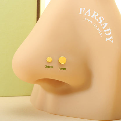 Plain Silver Disc - 925 Silver L-Shape Stud / Fit 20G Nose Ring