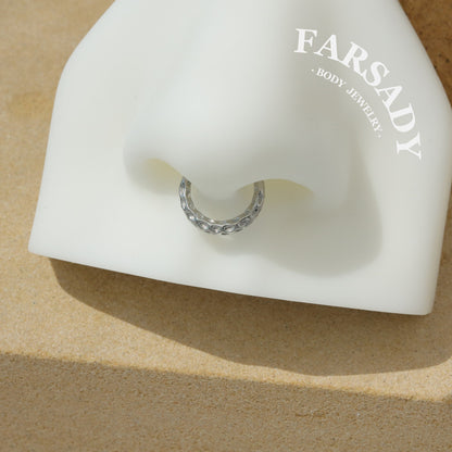 Hammered Tide - 316L Hinged Clicker Hoop / Fits 16G Septum Ring Helix Conch Cartilage Earring