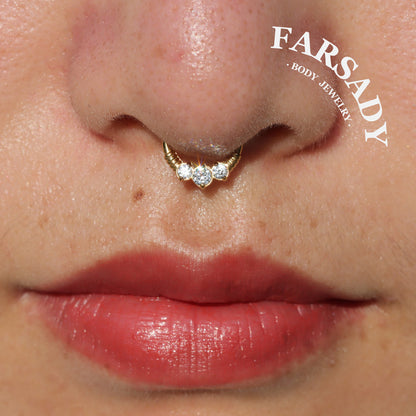 Triple Knot - CZ Hinged Clicker Hoop / Fits 16G Septum Ring Helix Conch Cartilage Earring