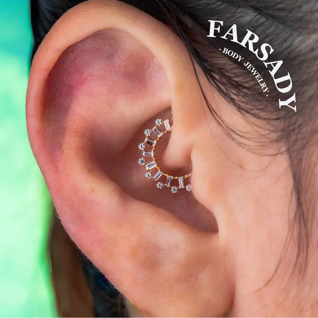 Ray Wreath - F136 Titanium Hinged Clicker Hoop / Fits 16G Septum Ring Helix Conch Cartilage Earring