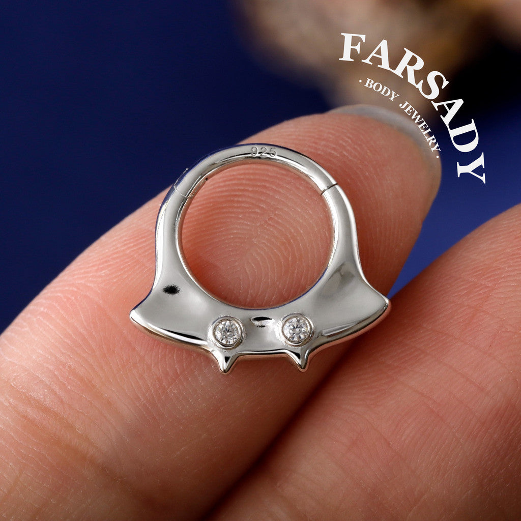 Soft Manta - Sterling Silver Hinged Clicker Hoop / Fits 16G Septum Ring Helix Conch Daith Earring