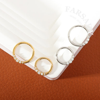 Glow Trail - CZ Hinged Clicker Hoop / Fits 16G Septum Ring Helix Conch Cartilage Earring