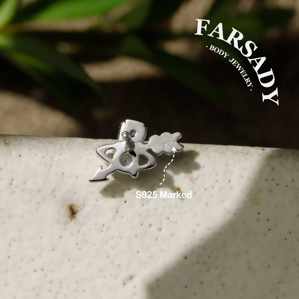 Cosmic Arrow - 925 Silver Threadless Stud / Fits Cartilage Helix Tragus Lobe Piercing