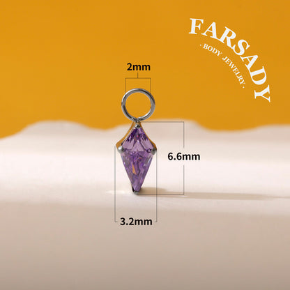 Arrow Prism - F136 Titanium Colorful CZ Dangle Charm / Interchangeable Hoop Earring Pendant for Helix Daith Cartilage Piercing