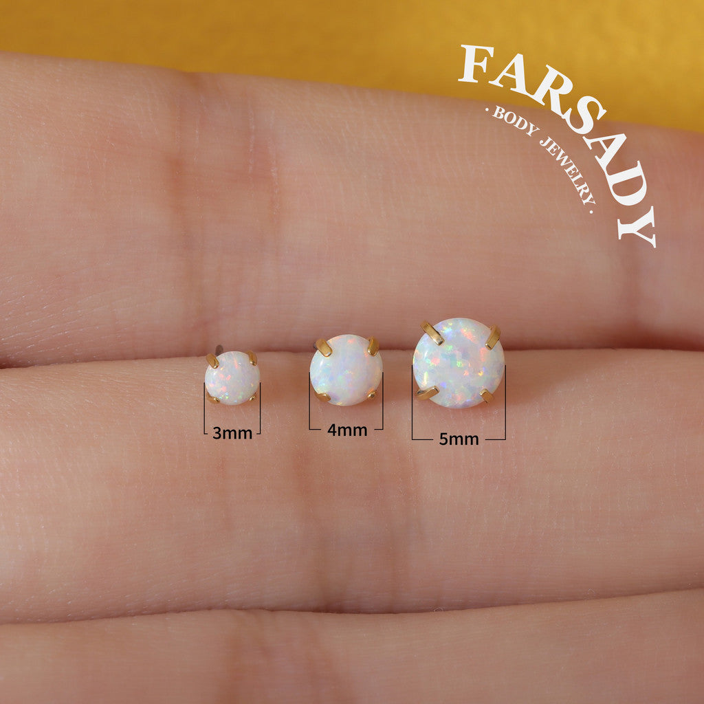 Lunar Opal - F136 Titanium Purple Opal Replacement Tops / Fits Threadless Ear Studs