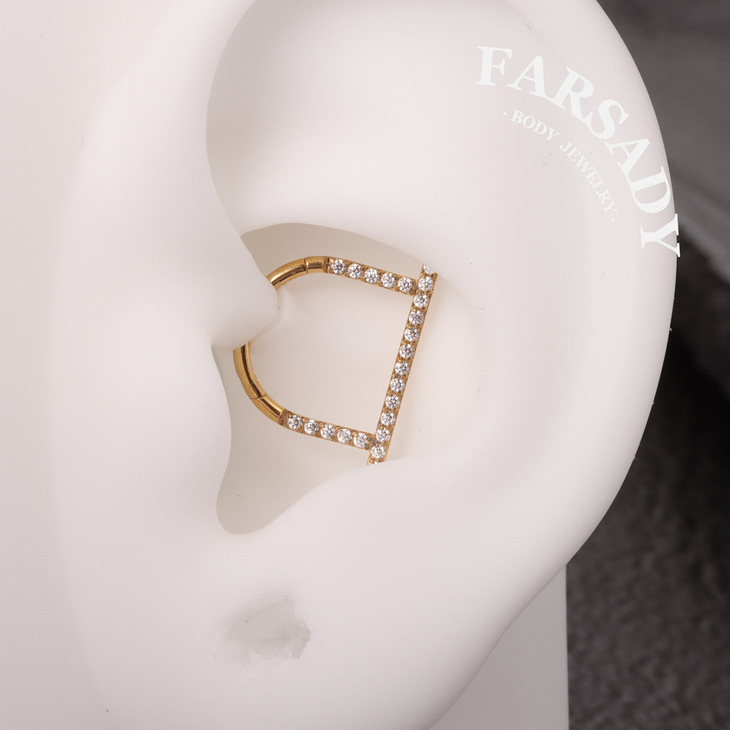 Titanium Implant Grade Septum Ring, Hinged Septum Hoop, 16G Septum Piercing Jewelry, U-shaped Septum Clicker, CZ Septum Hoop 8mm 10mm