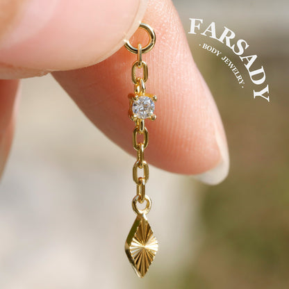 Minimalist CZ Drop Pendant Charm | DIY Chain Dangle Earring Component | 925 Sterling Silver or 18K Gold Plated | Cartilage Piercing Add-On