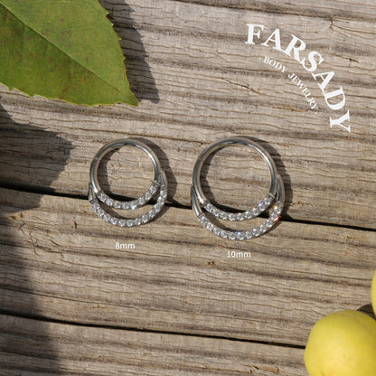 Dual Halo - ASTM F136 Titanium Hinged Clicker Hoop / Fits 16G Septum Ring Helix Conch Cartilage Earring