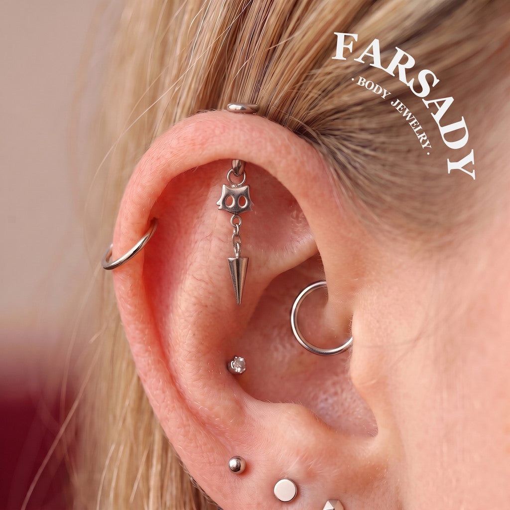 Cat Whim - F136 Titanium Internally Threaded Stud / Fits Vertical Helix Hidden Rook Earring