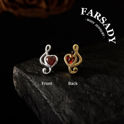 Crimson Clef - 925 Silver Threadless Stud / Fits Cartilage Helix Tragus Lobe Nostril Piercing