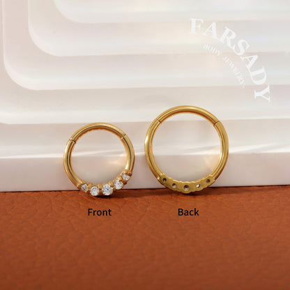 Glow Trail - CZ Hinged Clicker Hoop / Fits 16G Septum Ring Helix Conch Cartilage Earring
