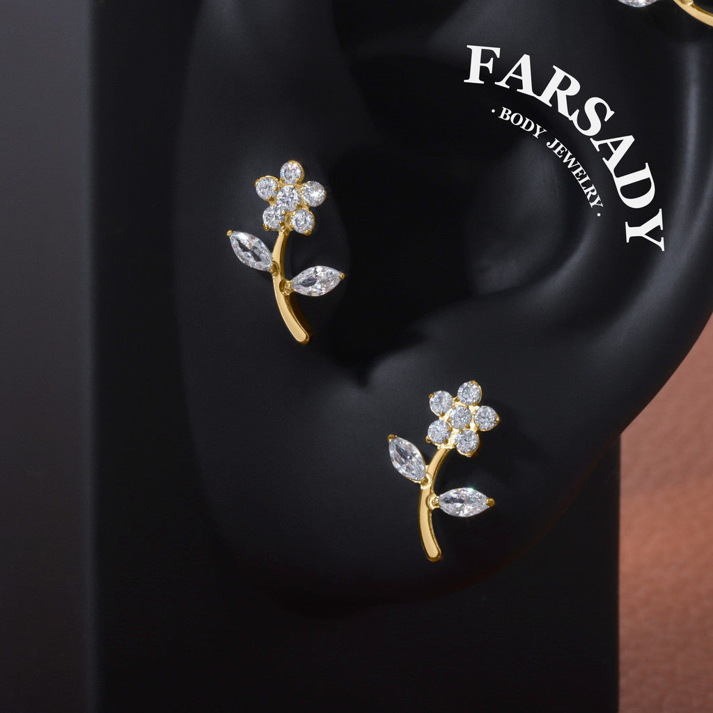Sprout Bloom - F136 Titanium Internally Threaded Stud / Fits Cartilage Helix Tragus Lobe Piercing