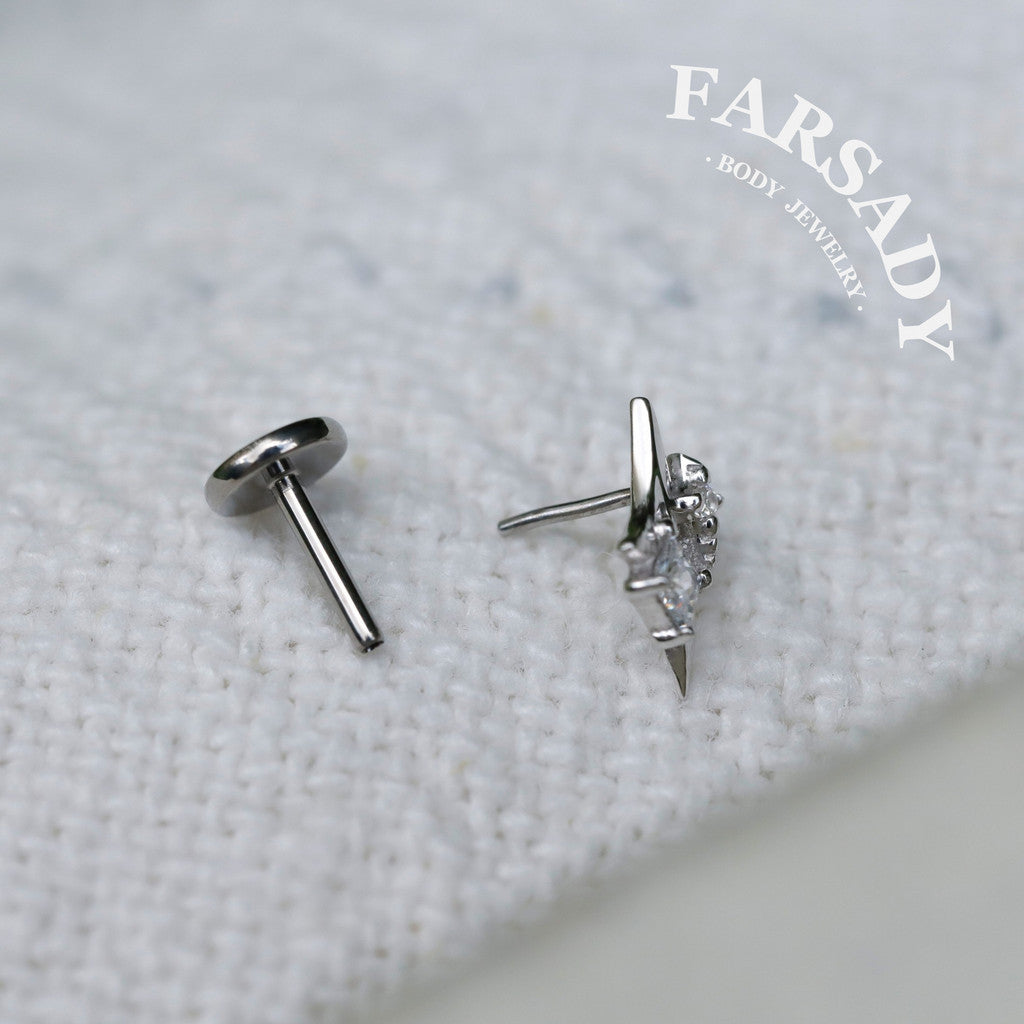 20G/18G/16G Star Threadless Push In Labret Stud •Sterling Silver Flat Back Earring •Tragus Stud •Flat Back Stud •Helix Stud •Cartilage Stud
