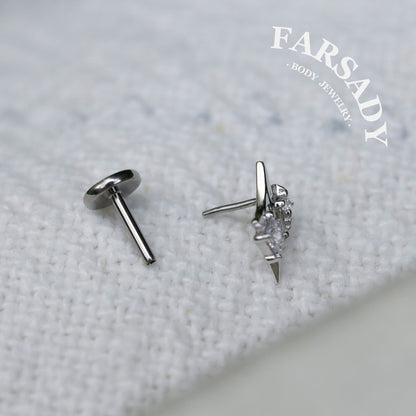 20G/18G/16G Star Threadless Push In Labret Stud •Sterling Silver Flat Back Earring •Tragus Stud •Flat Back Stud •Helix Stud •Cartilage Stud