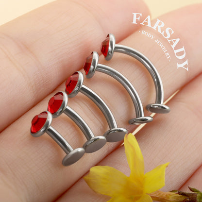 14G Titanium Red CZ Floating Belly Button Ring 6/8/10/12/14mm Internally Threaded Navel Ring Waterproof Body Piercing Daily Wear Gift for Her