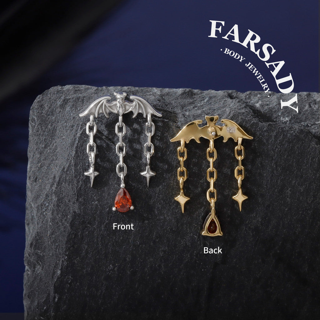 Dusk Wing Cascade - 925 Silver Threadless Stud / Fits Vertical Helix Hidden Rook Earring