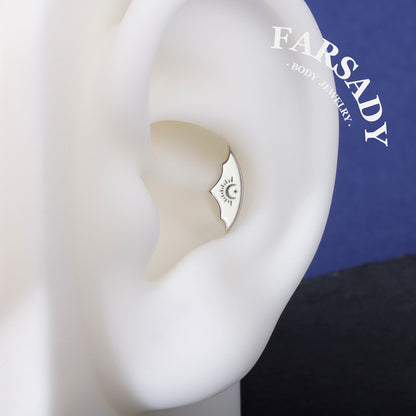 Night Sliver - 925 Silver Threadless Stud / Fits Cartilage Helix Tragus Lobe Earring