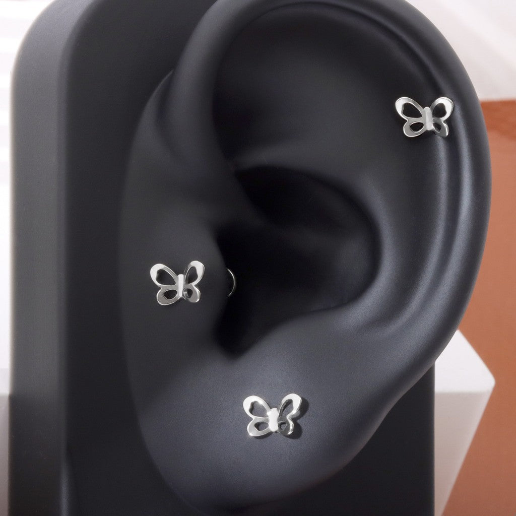 Hollow Wing - F136 Titanium Internally Threaded Stud / Fits Cartilage Helix Tragus Lobe Nostril Piercing
