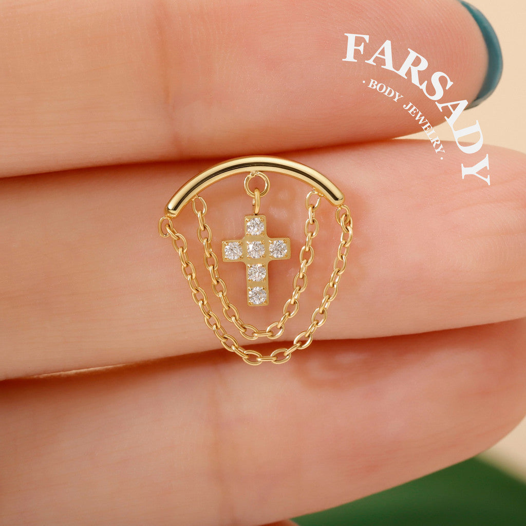 Golden Halo - F136 Titanium Threadless Stud / Fits Cartilage Helix Tragus Lobe Earring