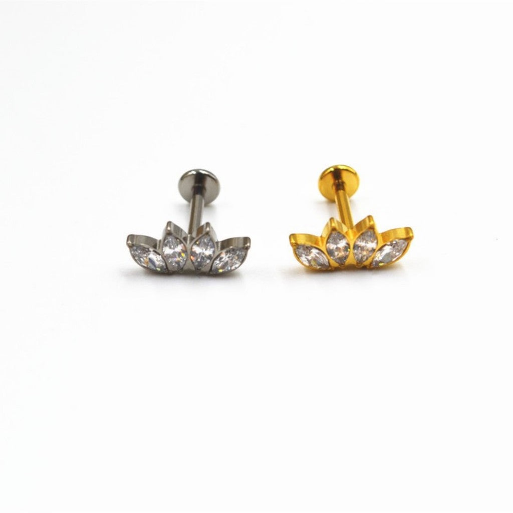 Lotus Bloom - F136 Titanium Internally Threaded Stud / Fits Cartilage Helix Tragus Lobe Nostril Piercing