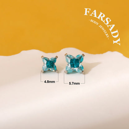 Rainbow Clover - F136 Titanium Colorful CZ Replacement Tops / Fits Internal Thread Ear Studs