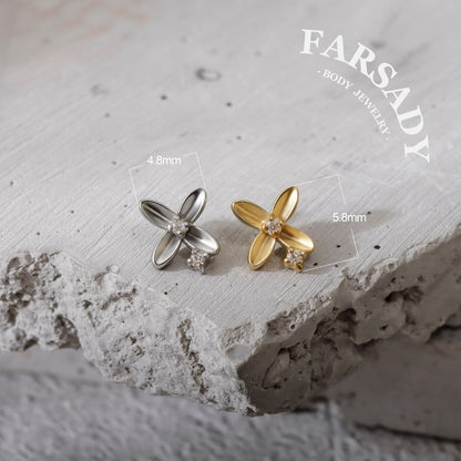 Petal Whisper - F136 Titanium Internally Threaded Stud / Fits Cartilage Helix Tragus Lobe Nostril Piercing