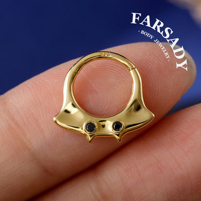 16G Manta Ray Septum Ring| Sterling Silver Daith ewelry 8mm| Original Design Septum Clicker| Gold Helix Piercing| Gothic Halloween Jewelry