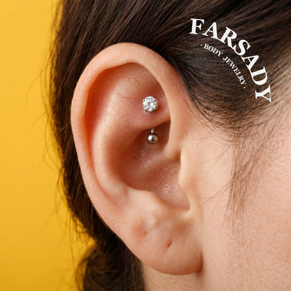 F136 Titanium Curved Barbell Post - 16G Threadless Rook Piercing Bar