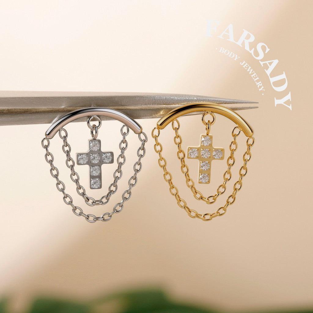 Golden Halo - F136 Titanium Threadless Stud / Fits Cartilage Helix Tragus Lobe Earring