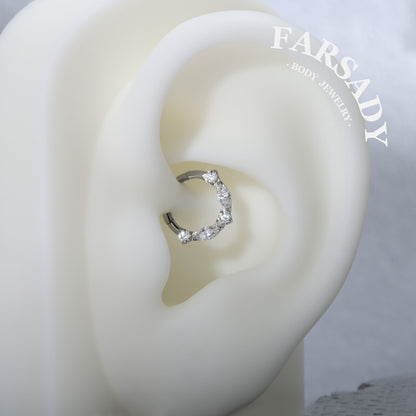 Elongate Bloom - ASTM F136 Titanium Hinged Clicker Hoop / Fits 16G Septum Ring Helix Conch Cartilage Earring