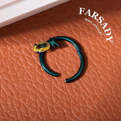 Verdant Glow - F136 Titanium Hinged Clicker Hoop / Fits 16G Septum Ring Helix Conch Cartilage Earring
