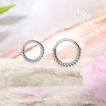 Coil Loop - CZ Hinged Clicker Hoop / Fits 16G Septum Ring Helix Conch Cartilage Earring