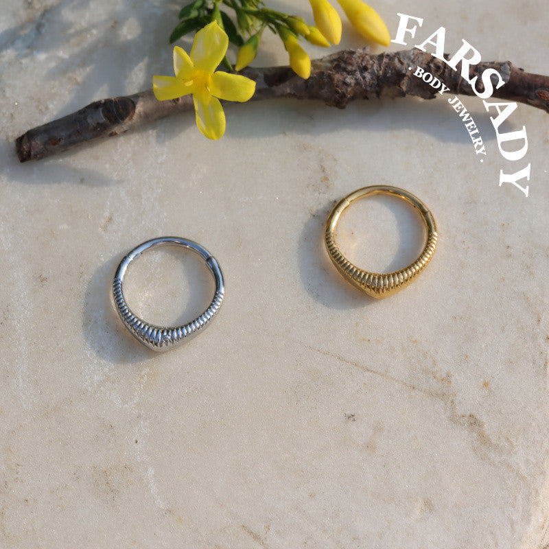 Drop V - 316L Hinged Clicker Hoop / Fits 16G Septum Ring Helix Conch Cartilage Earring / Elegant Minimal Piercing, Hypoallergenic Jewelry for Sensitive Skin