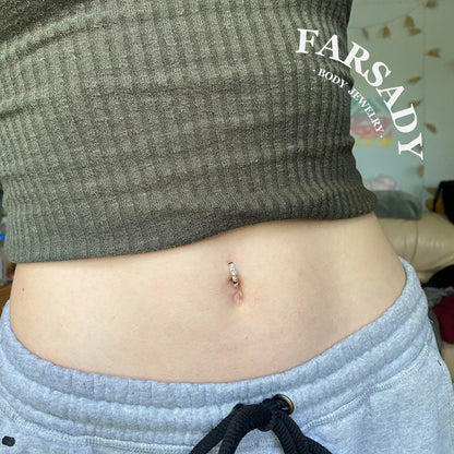14G S925 Sterling Silver Triple CZ Belly Button Clicker 10mm Hinged Curved Bar Waterproof Navel Belly Hoop Clip Ring Daily Wear Gift for Her
