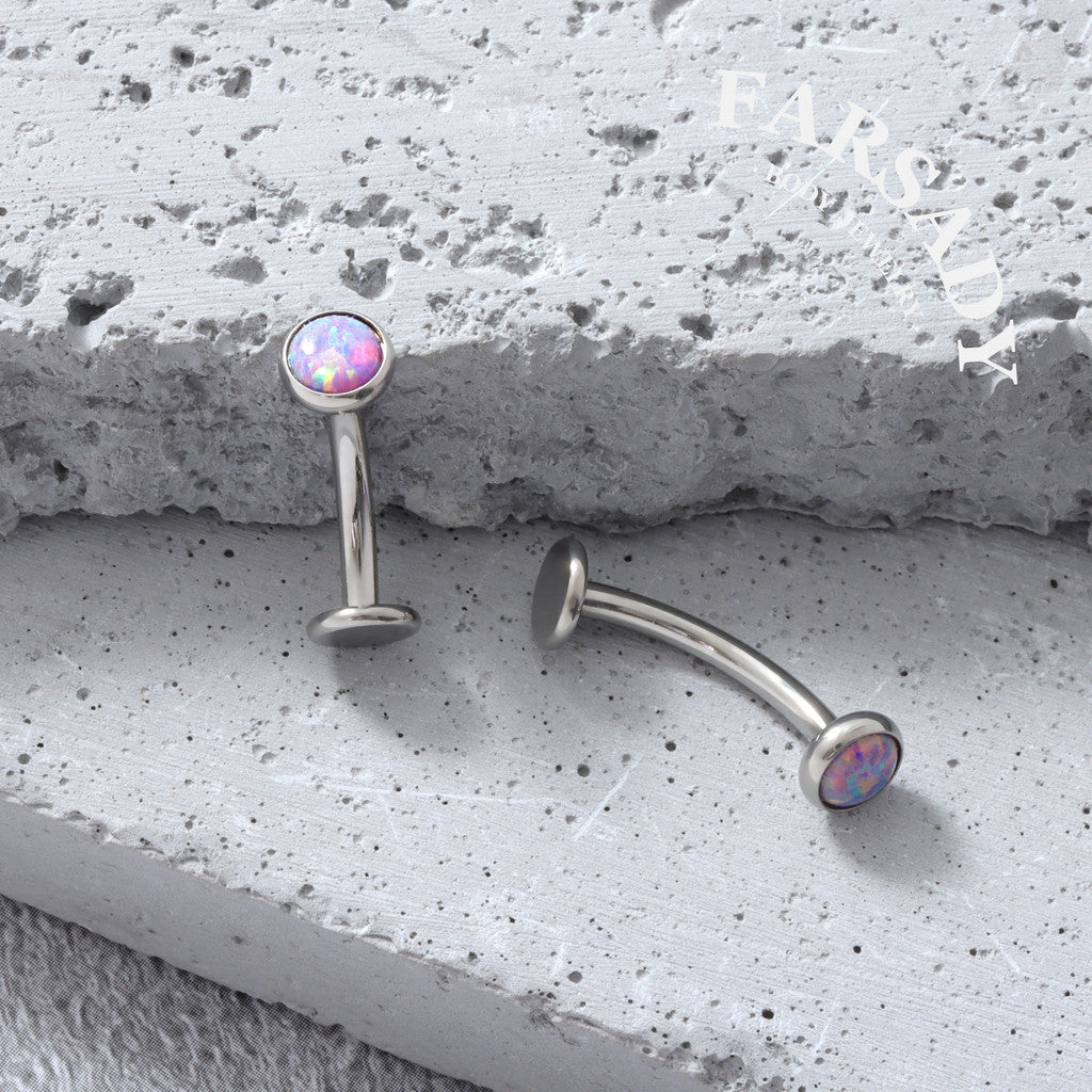 Mini Purple Opal - F136 Titanium Internally Threaded Belly Button Ring / Fits 14G Navel Piercing