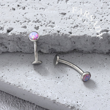 Mini Purple Opal - F136 Titanium Internally Threaded Belly Button Ring / Fits 14G Navel Piercing