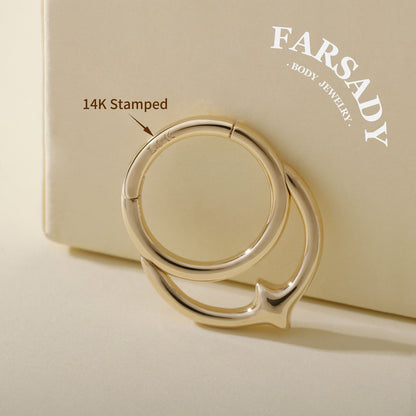 Lunar Spike - Solid 14K Gold Hinged Clicker Hoop / Fits 16G Septum Ring Helix Conch Cartilage Earring