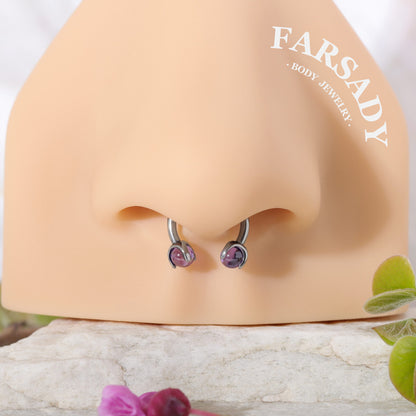 Violet Arc - F136 Titanium Internally Threaded Curved Barbell Ring / Fits 16G Septum Ring Helix Conch Daith Earring