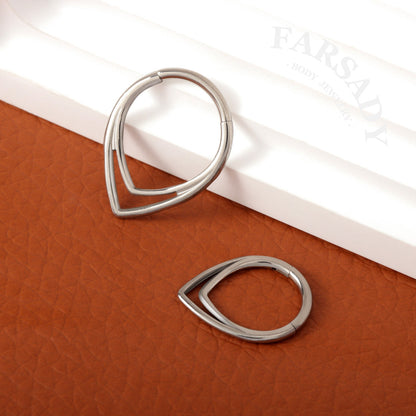 Dual Teardr - ASTM F136 Titanium Hinged Clicker Hoop / Fits 16G Septum Ring Helix Conch Cartilage Earring
